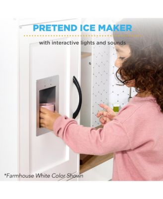 Pretend Play Corner Kitchen, Interactive Wooden Kids Set w/ Lights and Sounds