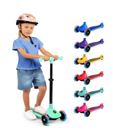 Детская игрушка SereneLife 3-Wheel Built-in LED Wheel Lights Foldable Kid Kick Scooter, Ages 2+, цвет: Зелёный