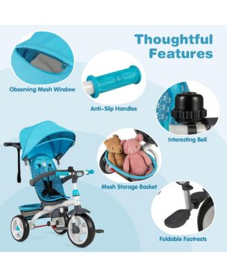 Baby Tricycle Stroller 6-in-1 Kids Push Trike w/ Removable 5-Position Canopy