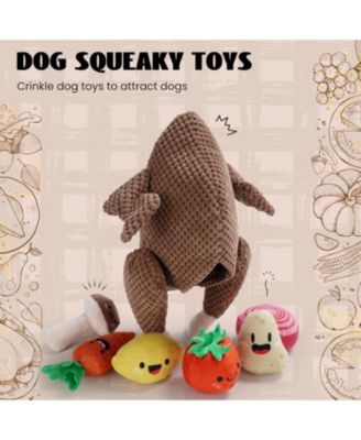 7-in-1  Turkey Dog Toy,Big Turkey Puzzle Toy with 6 Squeaky Veggie Plush Toy, Interactive Enrichment Dog Toys for All Breeds