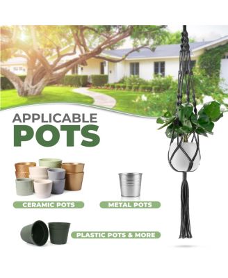 Macrame Plant Hanger - for Indoor & Outdoor Hanging - Cotton Rope, for Home, Patio, Garden
