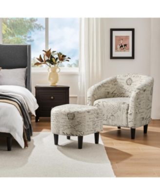 Contemporary Fabric Club Chair and Ottoman Set