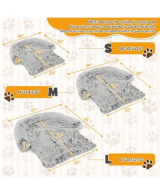Gray Plush Calming Dog Couch Bed with Anti-Slip Bottom