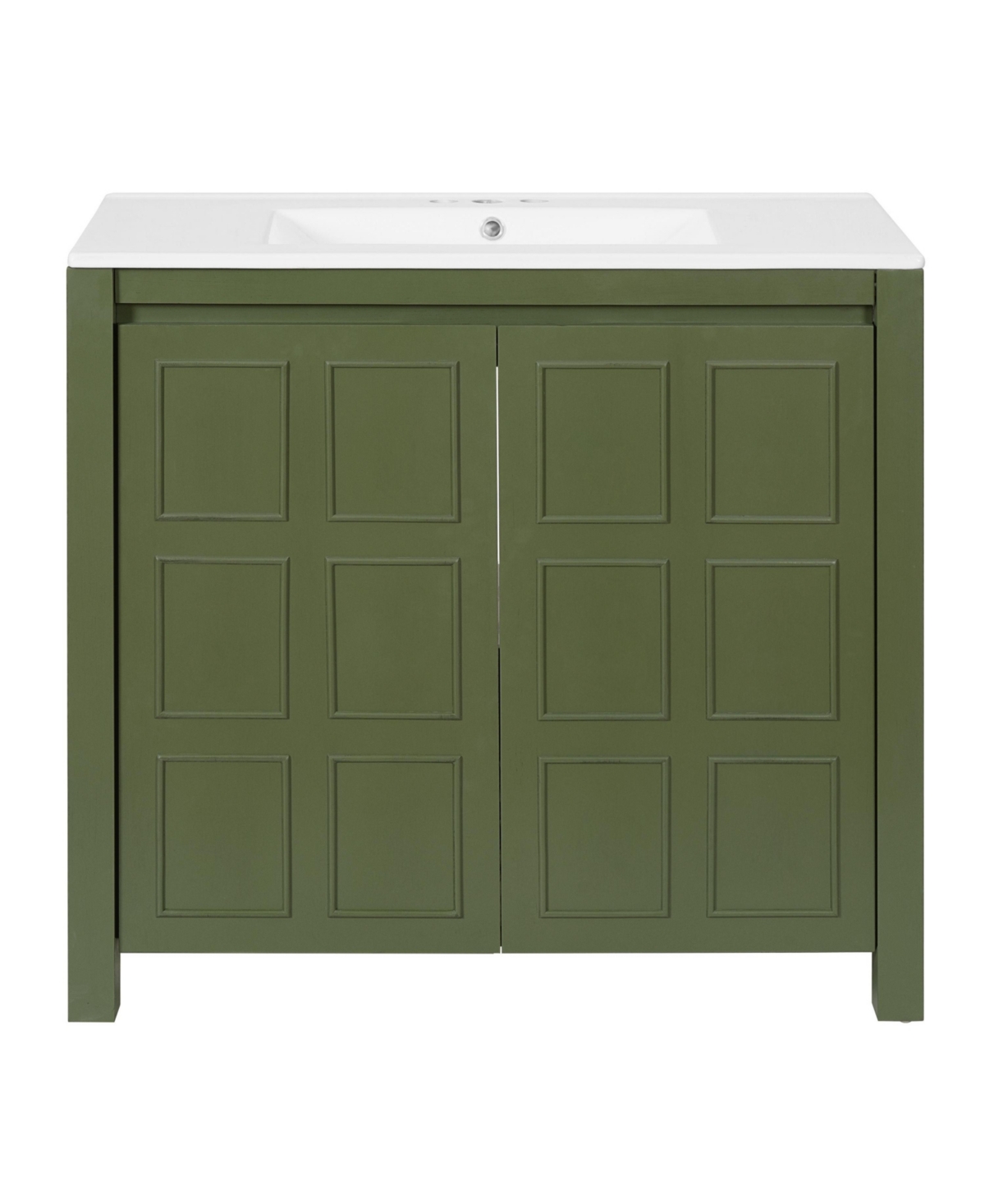 36" Bathroom Vanity Organizer with Ceramic Sink, Stylish & Functional Storage - Espresso