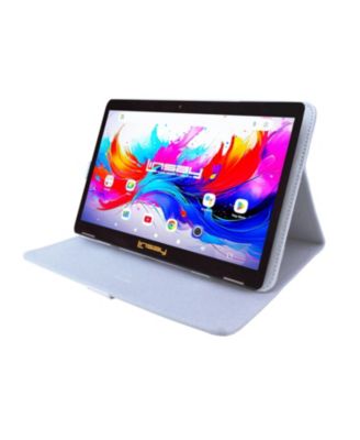 10.1" Octa Core 256GB Storage Android 15 Tablet with White Leather Case