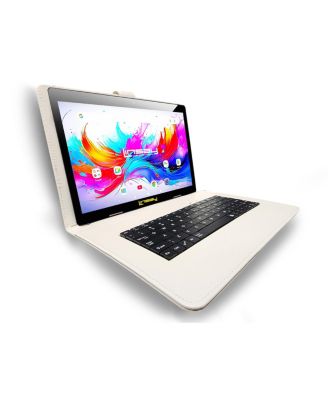 10.1"Octa Core 256GB Storage Android 15 Tablet with White Crocodile Style Keyboard