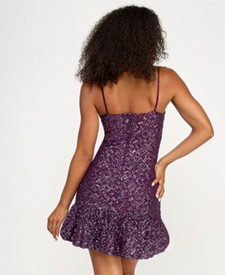 Juniors' Sequined Bubble-Hem A-line Dress