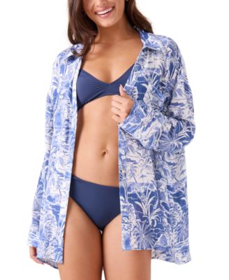 Roxy - Juniors' Mana Long-Sleeve Camp Shirt Cover-Up