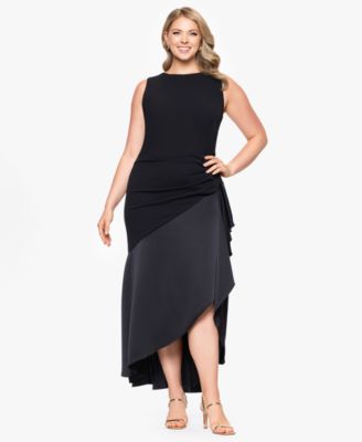 Betsy & Adam - Plus Size Mixed-Media High-Low Dress