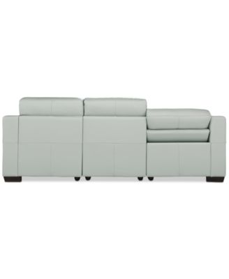 Julius II 3-Pc. Leather Chaise Sectional with 1 Power Recliner, Macy's Exclusive