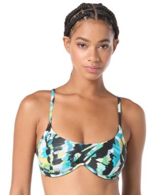Vince Camuto - Women's Printed Scoop Neck Underwire Bikini Top