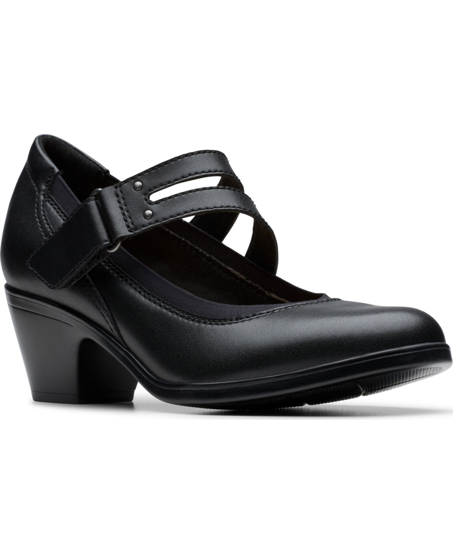 Женские туфли Clarks Emily2 Janna Round Toe Pumps, цвет: Чёрный кожаный — фото 1