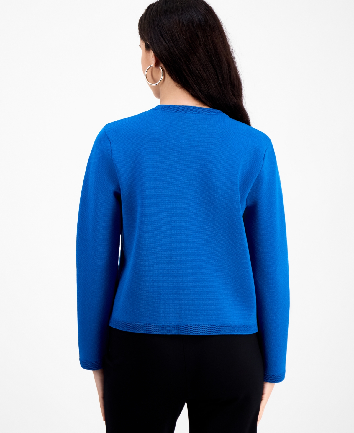 Inc International Concepts Petite Structured Long-sleeve Sweater Jacket, Macy's Exclusive In Blue