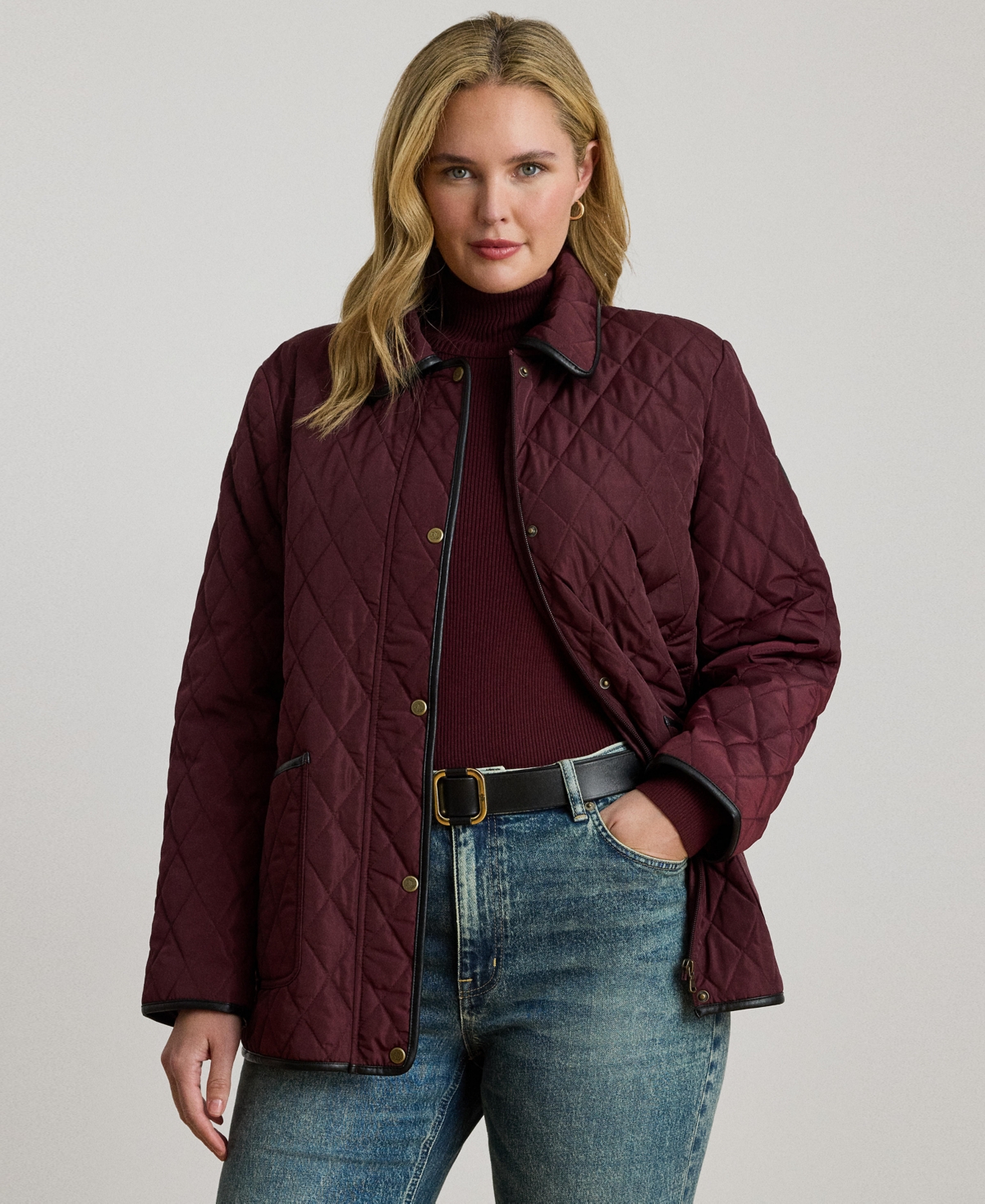 Ralph Lauren Women's Quilted Velboa-lined Coat In Burgundy