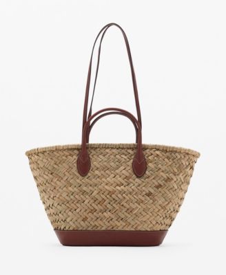 MANGO - Women's Large Double-Handle Natural Fiber Basket Bag