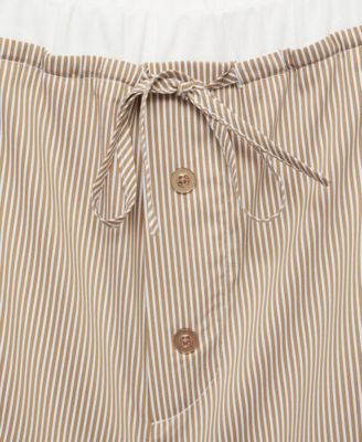 Women's Elasticated Detail Striped Pajama Shorts