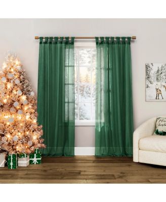 Krista Holiday Twist Tab Sheer Tab Top Curtain Panel