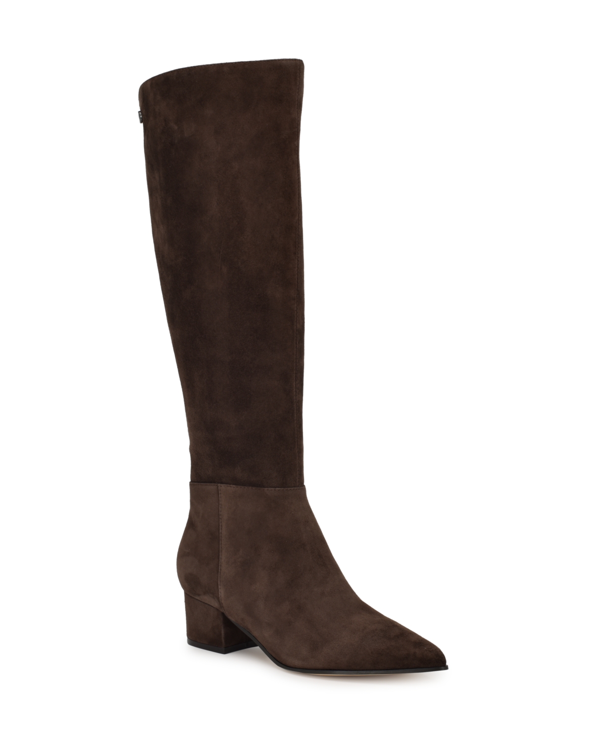 Nine West Women's Morgin Tall Pointy Toe Block Heel Boots In Brown