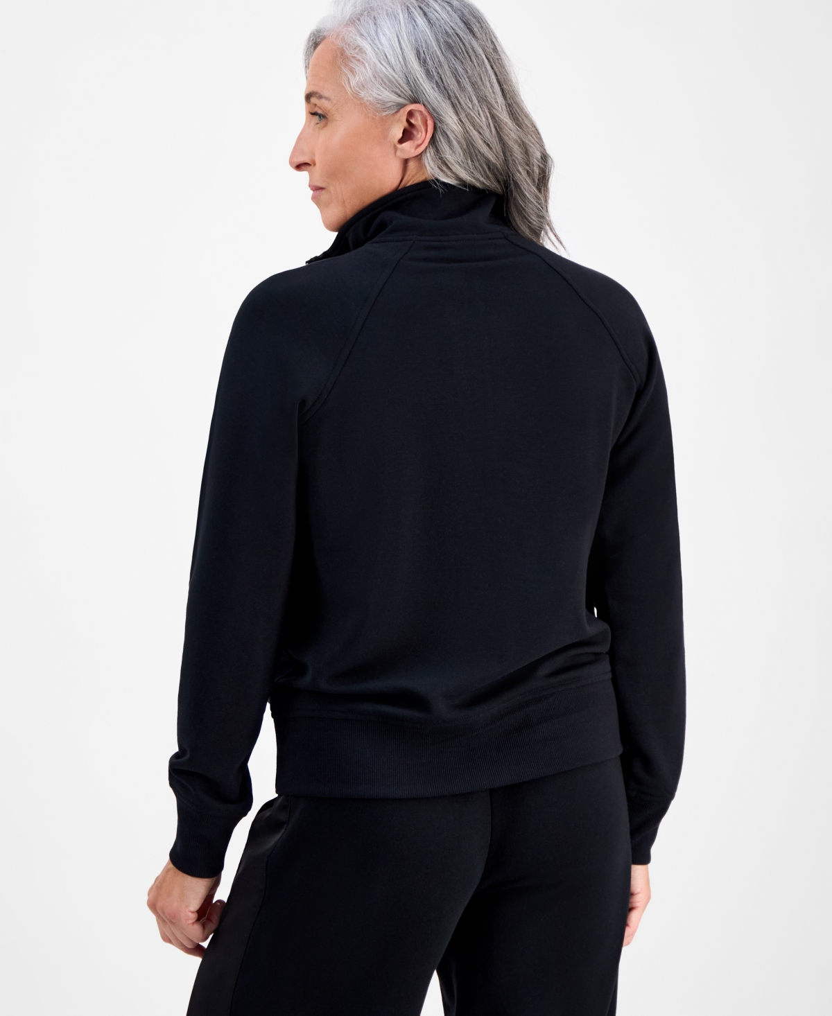 Style & Co Petite Cloud Fleece Half-zip Sweatshirt, Macy's Exclusive In Black
