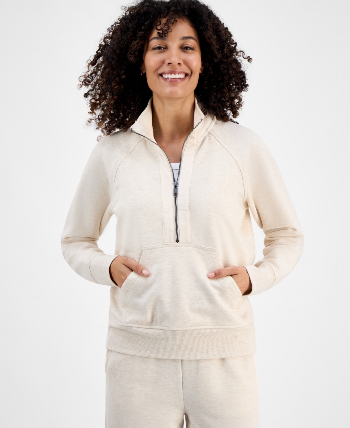 Style & Co Petite Heathered Cloud Fleece Half-zip Sweatshirt, Macy's Exclusive