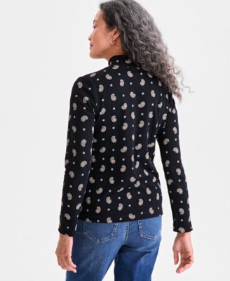 Women's Printed Mock Neck Knit Top, Macy's Exclusive