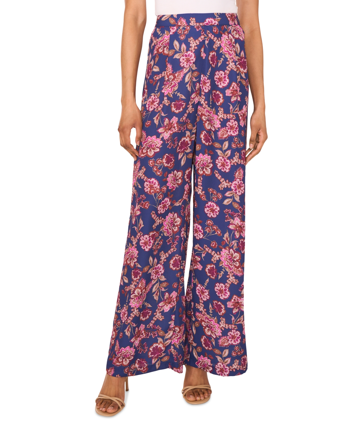 Women's Pull-On Printed Wide-Leg Pants - Deep Sky