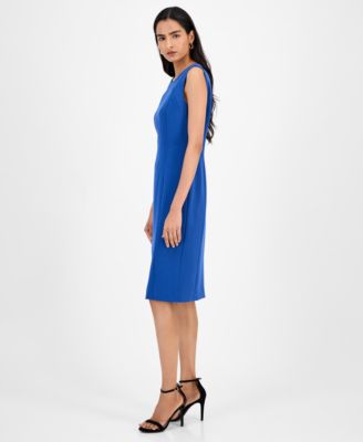 Crepe Sleeveless Round-Neck Sheath Dress, Regular & Petite