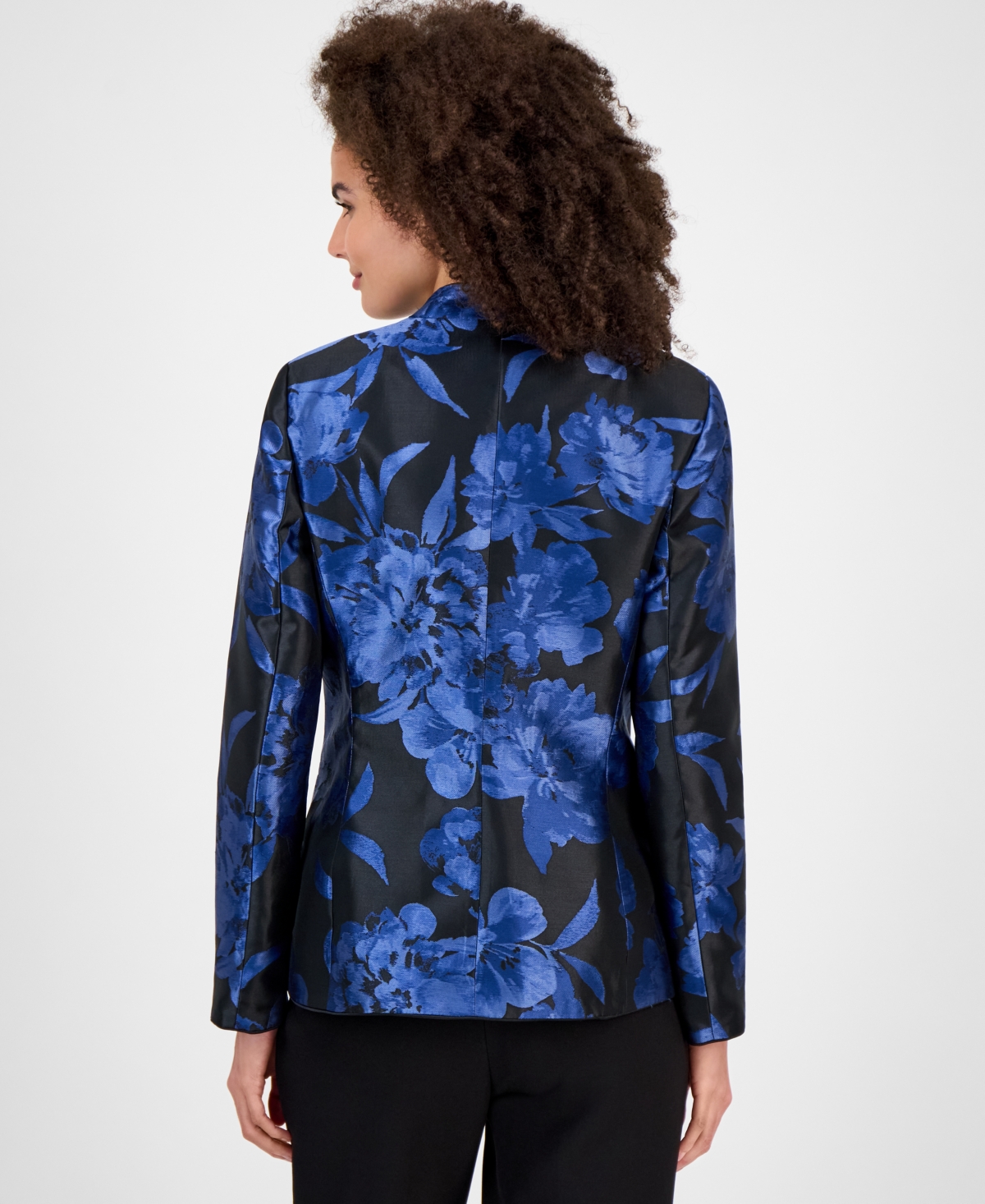 Kasper Floral Jacquard Open-front Jacket, Regular & Petite In Blue