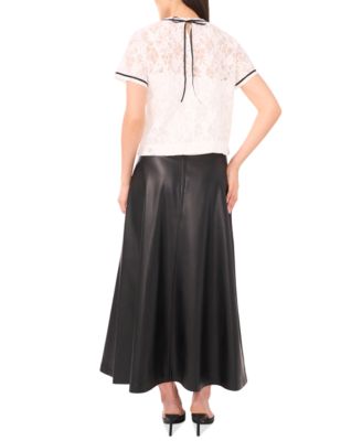 Women's Lace Crewneck Short-Sleeve Top