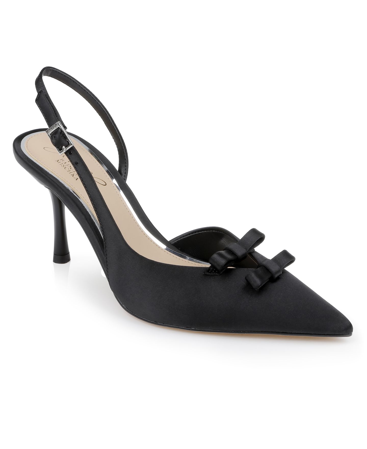 Женские туфли Jewel Badgley Mischka Ellery Bow Evening Pumps, цвет: Чёрный атласный — фото 1
