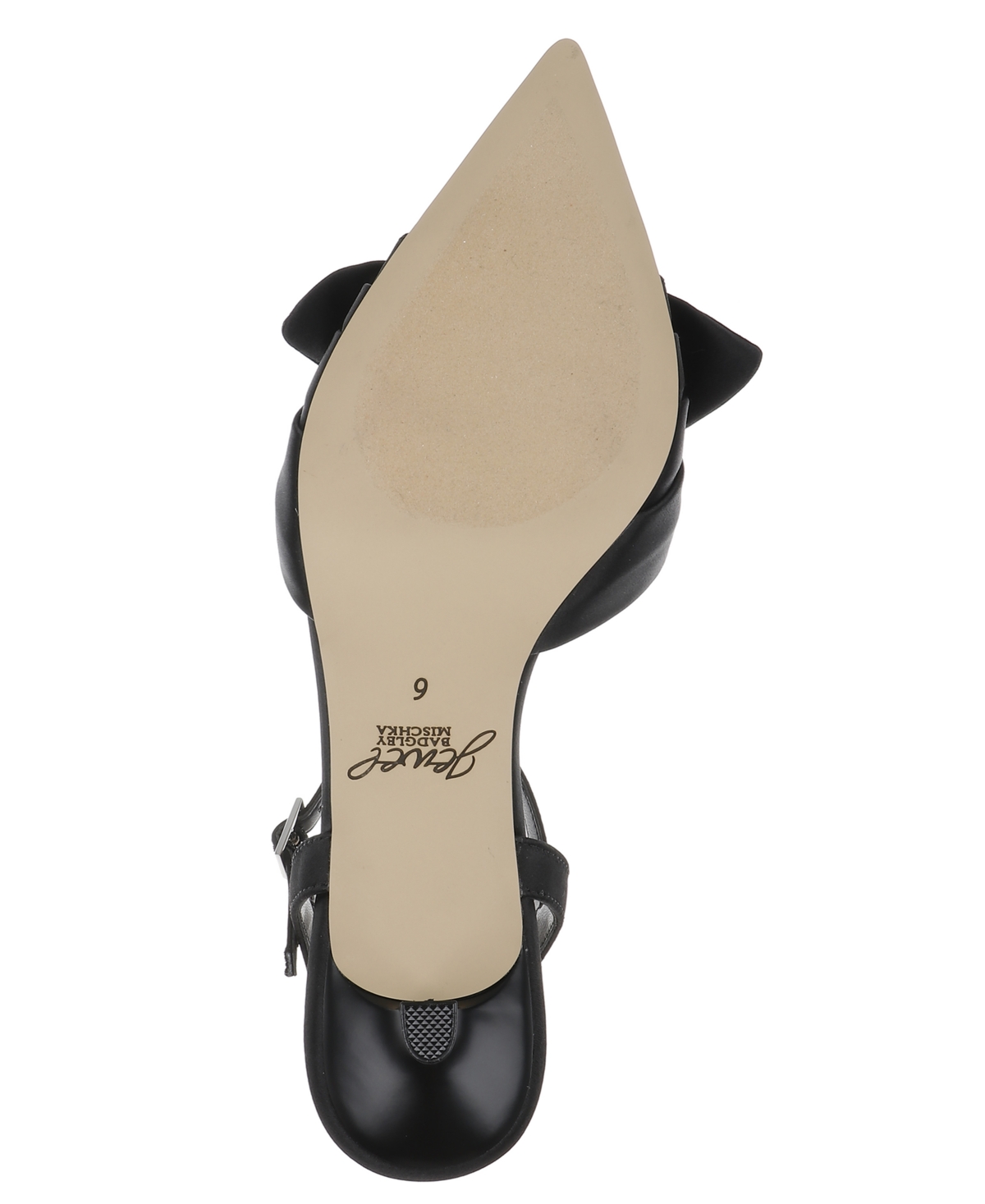 Jewel Badgley Mischka Favor Ankle Strap Pointed Toe Kitten Heel Pump In Black
