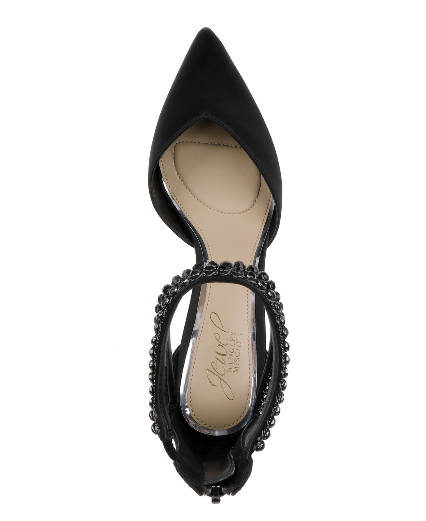 Женские туфли Jewel Badgley Mischka Emmi Evening Pumps, цвет: Чёрный атласный — фото 4