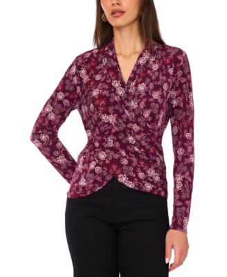 Vince Camuto - Women's Printed Long-Sleeve Wrap Top