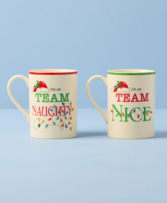 Holiday Naughty & Nice Mugs, Set of 2