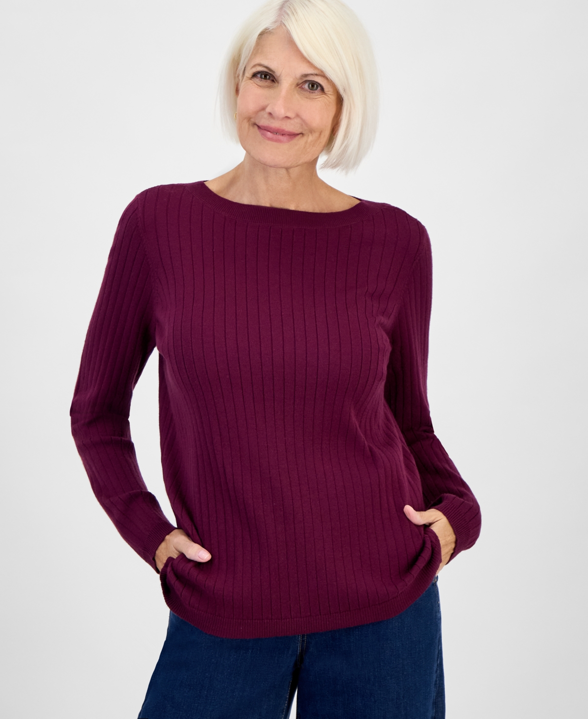 Style & Co Petite Boat-Neck Sweater, Macy's Exclusive