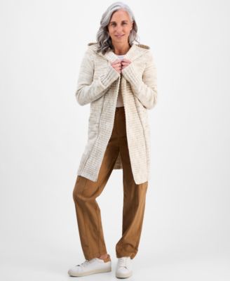 Petite Hooded Open-Front Long Cardigan, Macy's Exclusive