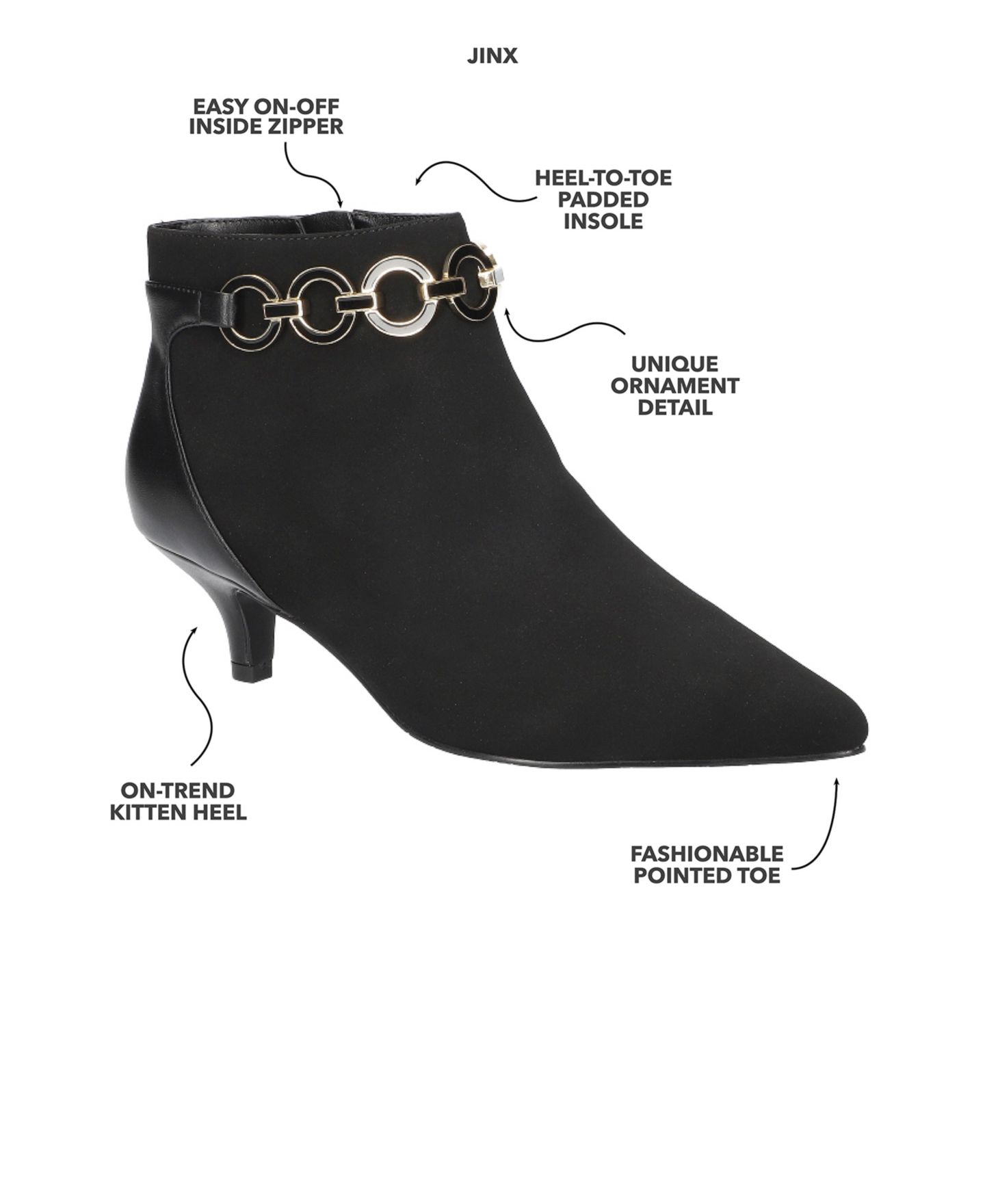 Женские ботинки Easy Street Jinx Ankle Zipper Dress Booties, цвет: Чёрный — фото 7