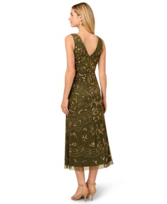 Women's Beaded V-Neck Party Dress