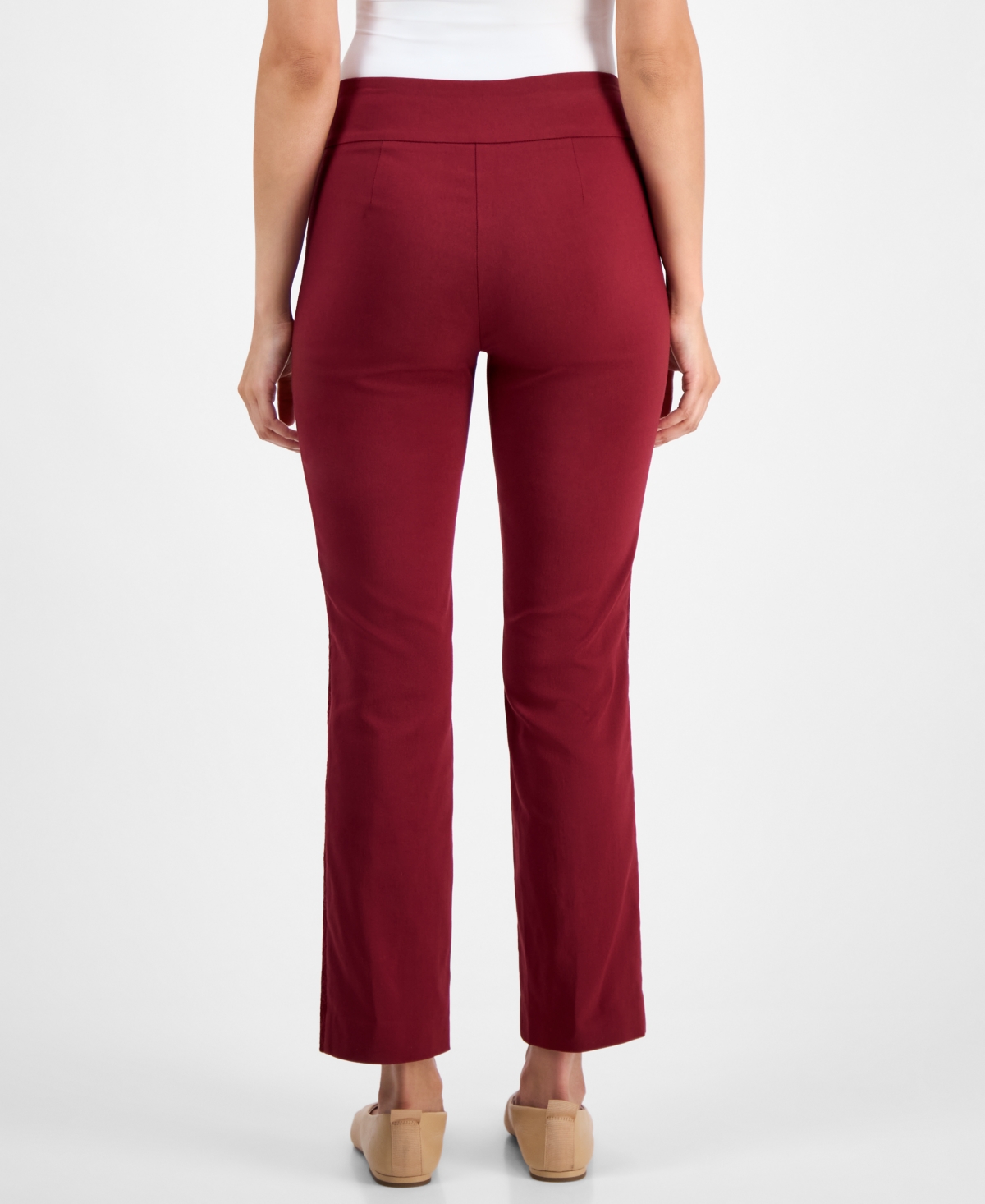 Jm Collection Petite Tummy-control Cambridge Stretch Slim-leg Pants, Created For Macy's In Red