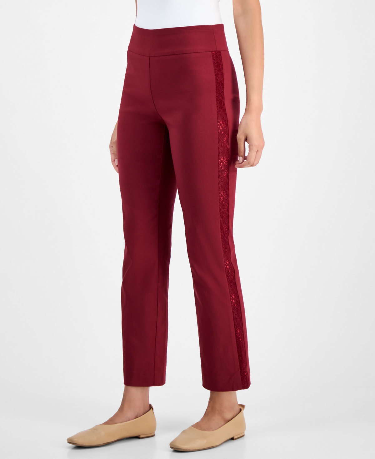 Jm Collection Petite Tummy-control Cambridge Stretch Slim-leg Pants, Created For Macy's In Red