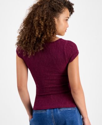 Petite Short-Sleeve Textured Top, Macy's Exclusive 