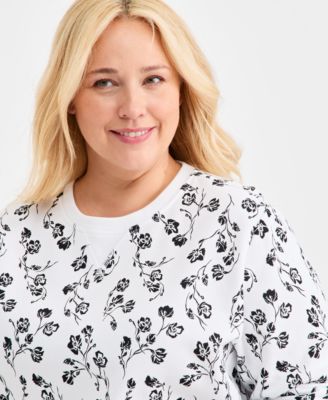 Plus Size Floral Crewneck Sweatshirt, Macy's Exclusive