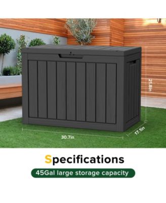 45 Gal Deck Box Resin for Patio Garden Furniture, Outdoor Storage Container