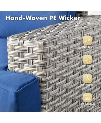 Piece Outdoor Patio Furniture Sets with Fire Pit Table,Wicker Sectional Sofa with Patio Swivel Chairs,Solar Powered Coffee Table and Ottoman