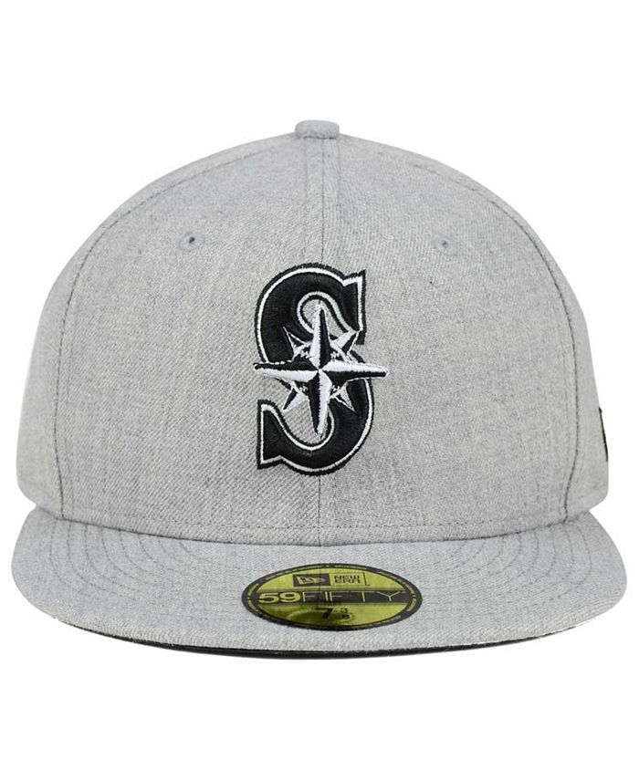 New Era Seattle Mariners Heather Black White 59FIFTY Fitted Cap - Macy's
