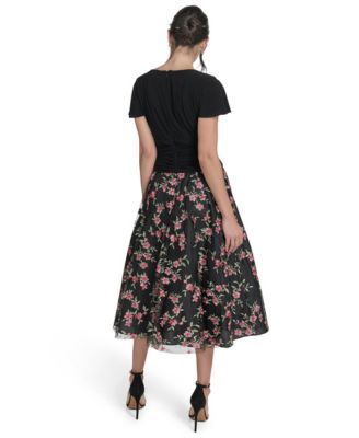 Women's Embroidered-Skirt Fit & Flare Dress