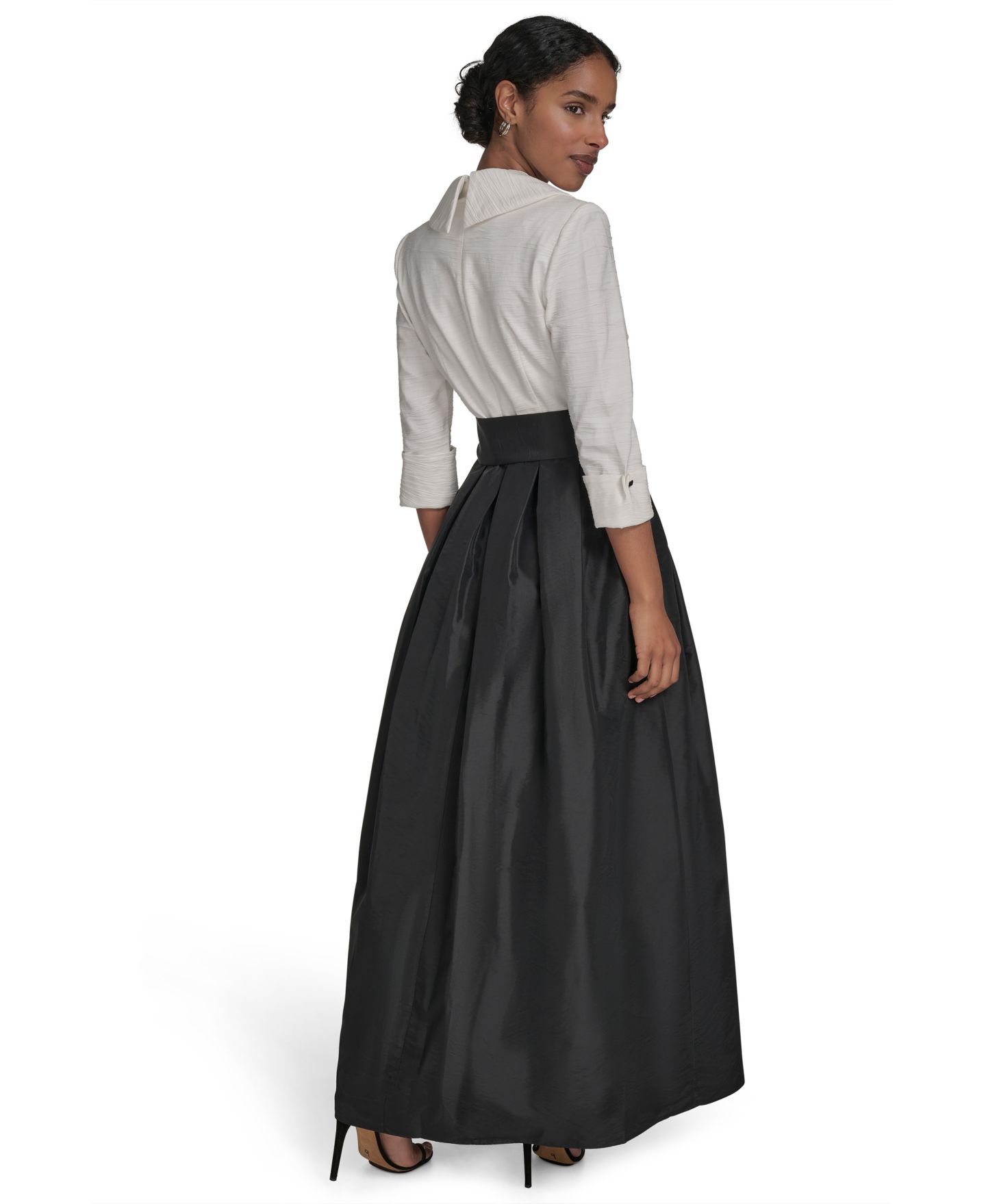 Женские платья Jessica Howard Colorblocked V-Neck Ball Gown, цвет: Чёрный / Белый — фото 5