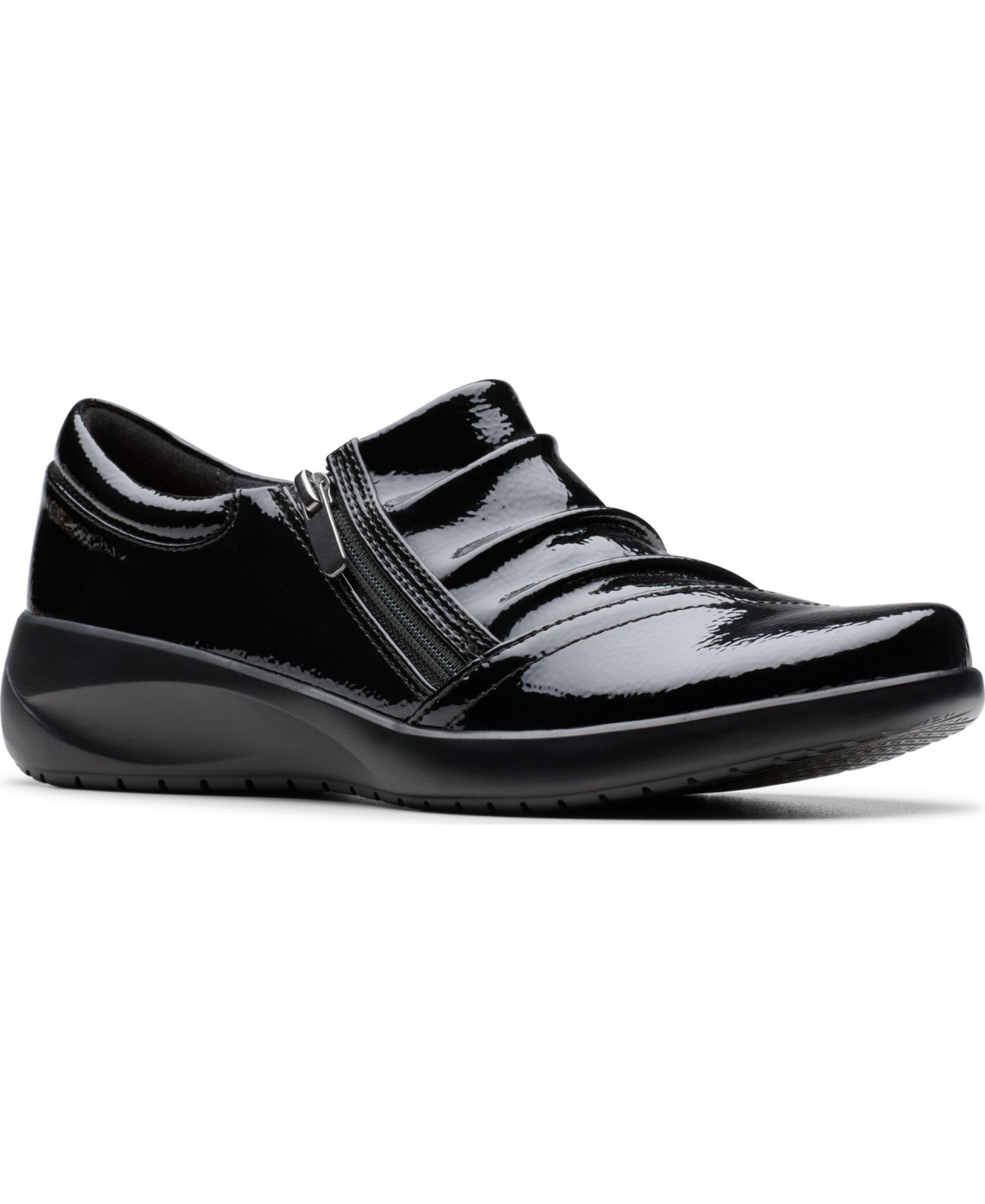 Женские балетки Clarks Kaetlyn Mila с круглым носом, цвет: Чёрный лаковый — фото 1