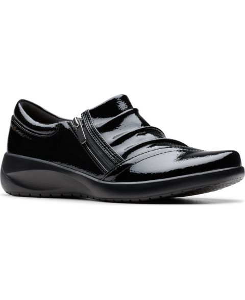 Женские балетки Clarks Kaetlyn Mila с круглым носом, цвет: Чёрный лаковый