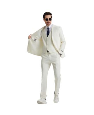 Big & Tall Hybrid-Fit 3pc Notch Lapel Suit Set, Jacket Vest and Pants